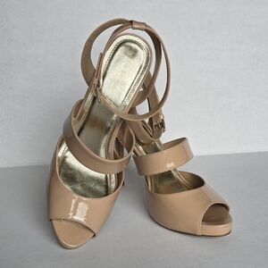 TABITA Peep-Toe Platform Women's Heels Size 10M Tan